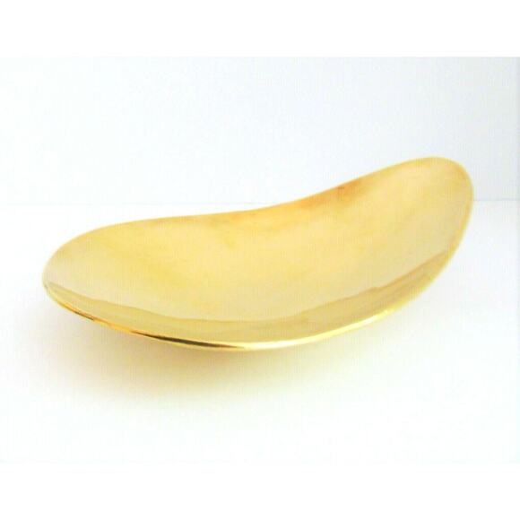 Solid BRASS DRESSER DISH Jewelry Bowl Deco Catchall Coin Tray Trinket Candy 8.8" - Picture 2 of 6